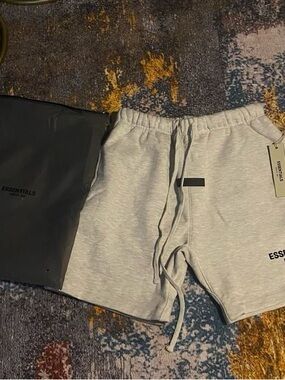 Essentials Light Gray Athletic Drawstring Shorts